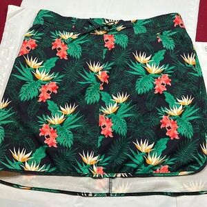 Duluth Pier Genius green Black WOMENs skirt Pink Tropical Floral UPF 50 medium M